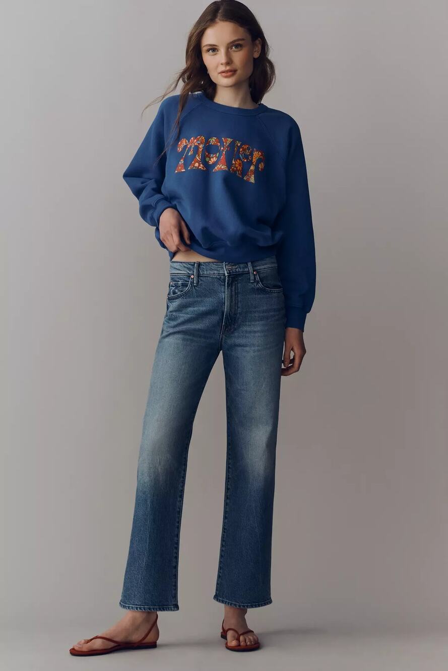 23 00 straight leg jeans blue denim MOTHER cropped 25.5" inseam women's luxury